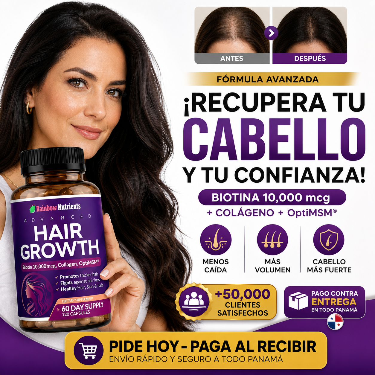 BIOTINA 10,000 mcg + COLÁGENO + OptiMSM®